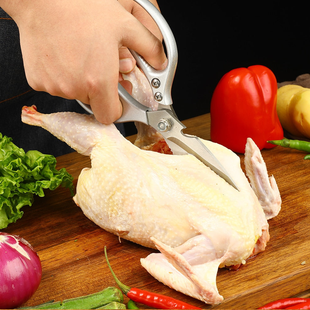 WAK 8.5'' Kitchen Scissors Multi Functional Stainless Steel Scissors Professional Aluminum Alloy Handle Chicken Bone Scissors