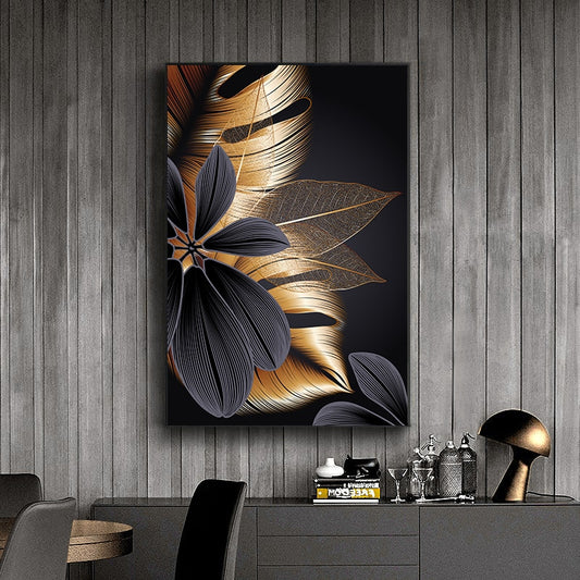 Schwarz Goldene Pflanze Blatt Leinwand Poster Drucken Moderne Wohnkultur Abstrakte Wand Kunst Malerei Nordic Wohnzimmer Dekoration Bild