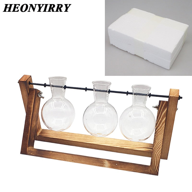 Terrarium Kreative Hydrokultur Pflanze Transparent Vase Holzrahmen Vase Dekoration Glas Tischplatte Pflanze Bonsai Dekor Blumenvase