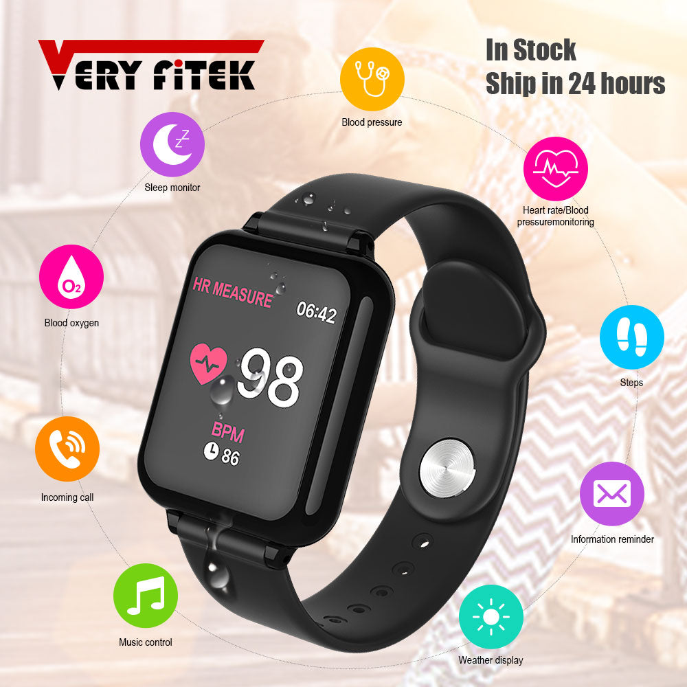 VERYFiTEK B57 Smart Watch Blood Pressure Oxygen Fitness Bracelet Watch Heart Rate Monitor IP67 Men Women Sport Smartwatch B57