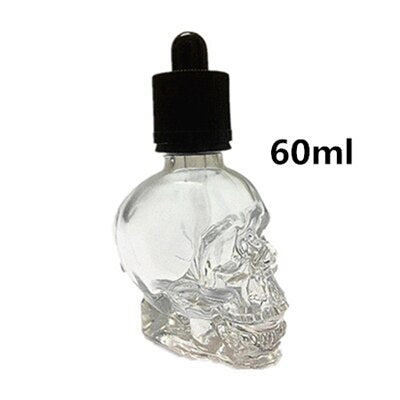 1 Stück 30 ml Totenkopfflasche, Bitterflasche, E-Liquid, mattierte schwarze Tropfflasche aus Glas in Totenkopfform mit Kindersicherung