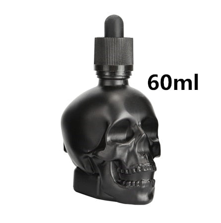 1 Stück 30 ml Totenkopfflasche, Bitterflasche, E-Liquid, mattierte schwarze Tropfflasche aus Glas in Totenkopfform mit Kindersicherung