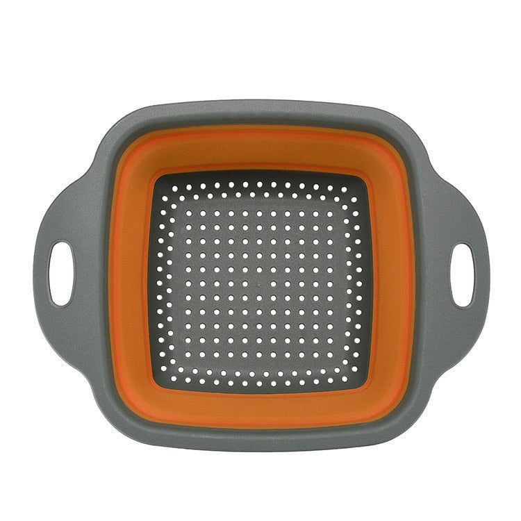 Silicone Folding Drain Basket Fruit Vegetable Washing Basket Foldable Strainer Colander Collapsible Drainer Kitchen Storage Tool