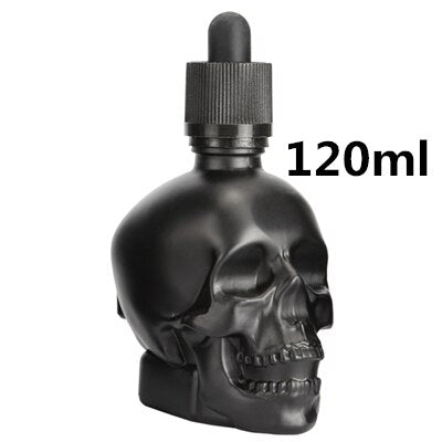 1 Stück 30 ml Totenkopfflasche, Bitterflasche, E-Liquid, mattierte schwarze Tropfflasche aus Glas in Totenkopfform mit Kindersicherung