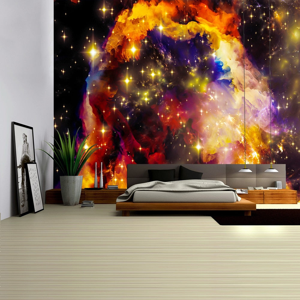 3D Galaxy Psychedelic Wall Tapestry Planet Space Tapestry Hanging Polyester Boho Decorations High Quality Wall Hanging