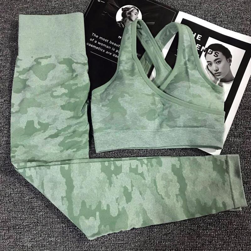 Newest Yoga Set Women Seamless Camouflage Tops/Pants Fitness Sports Bra High Waist GYM leggings  Camo Fitness Suit Workout Sets