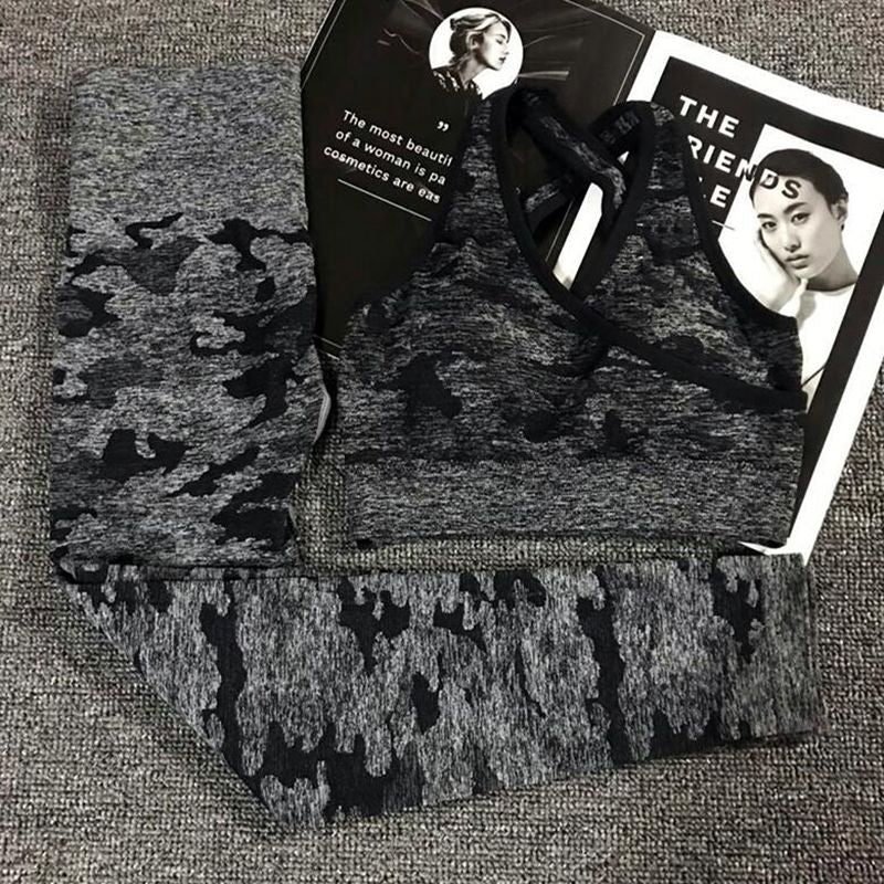 Newest Yoga Set Women Seamless Camouflage Tops/Pants Fitness Sports Bra High Waist GYM leggings  Camo Fitness Suit Workout Sets