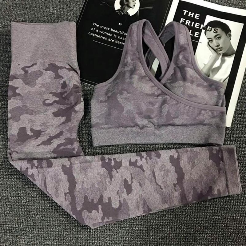Newest Yoga Set Women Seamless Camouflage Tops/Pants Fitness Sports Bra High Waist GYM leggings  Camo Fitness Suit Workout Sets