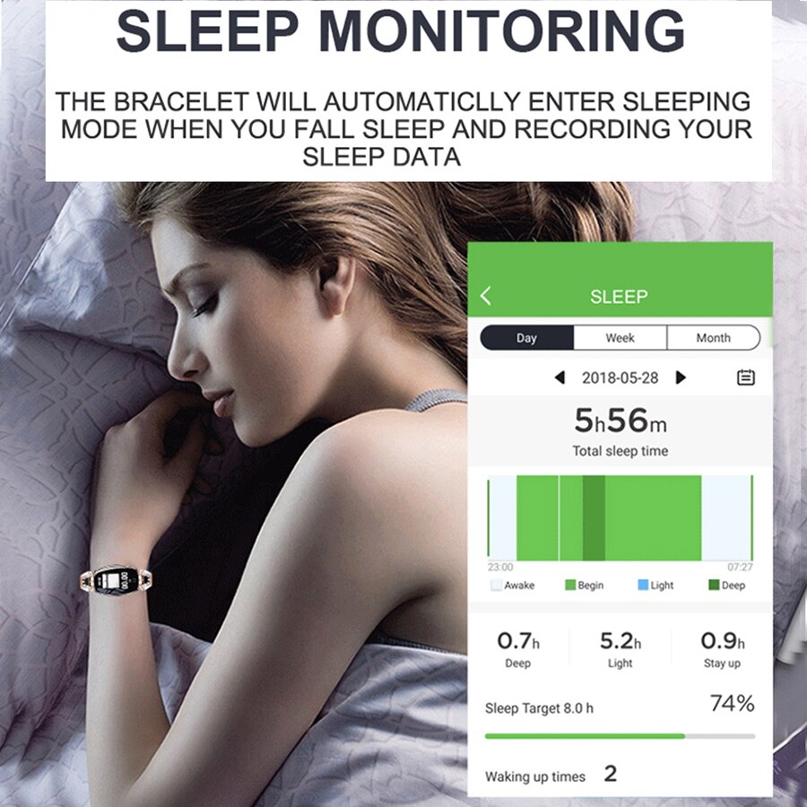 SCOMAS Modische Smartwatch für Damen, 0,96 Zoll, Touch-Armband, Fitness-Tracker, OLED-Herzdruckmesser, Schrittzähler, wasserdichte Smartwatch