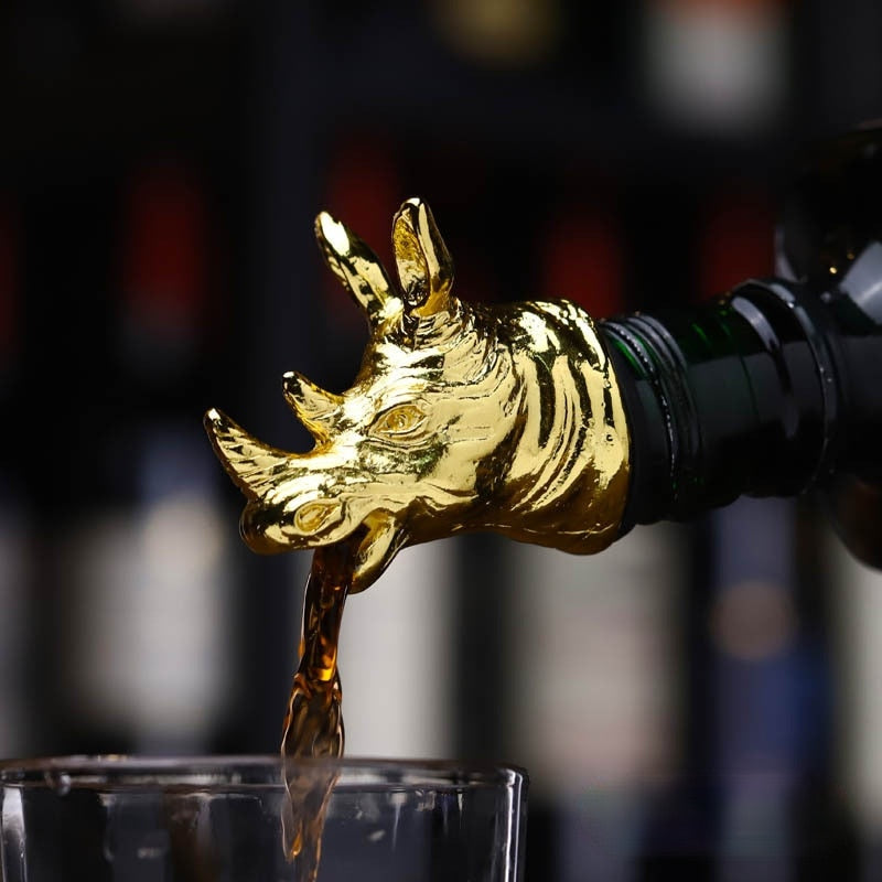 1 piece red wine pourer zinc alloy rhinoceros lion leopard antelope head wine stopper drink bar tool nightclub bar accessories