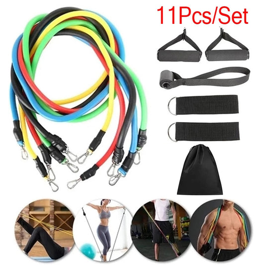 11 Teile/satz Fitness Latex Widerstand Bands Set Fitness Gummi Bänder Training Übung Yoga Pull Seil Gym Ausrüstung Elastische Bands