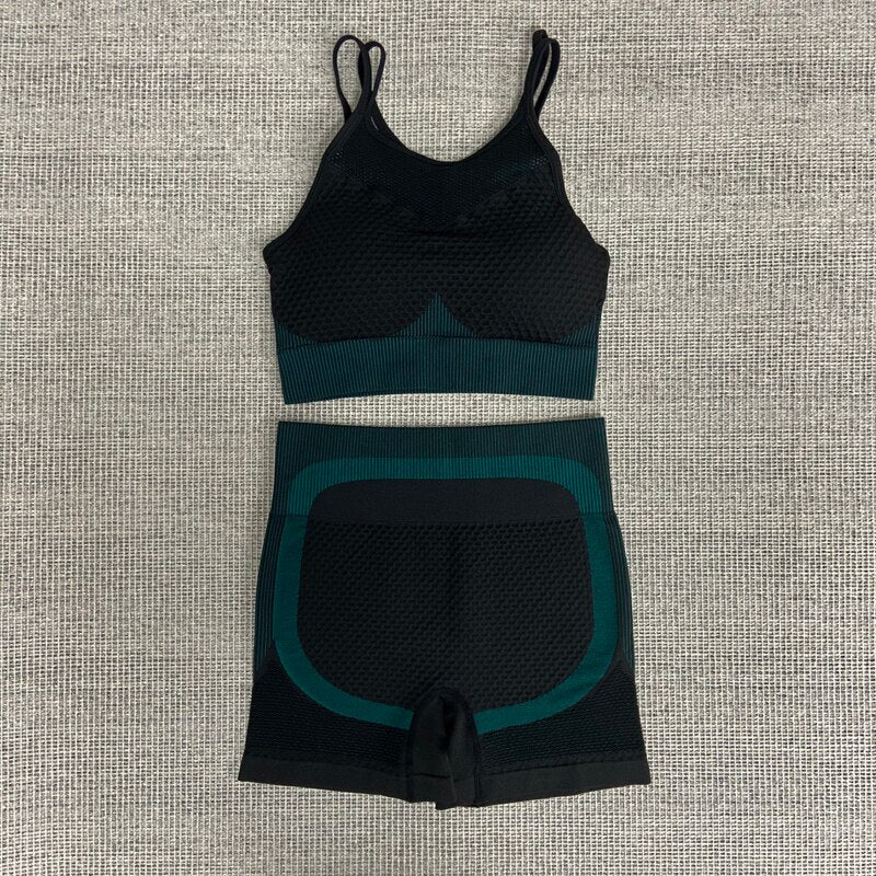 Women Yoga Set Running Seamless Gym Clothing Fitness Leggings + Crop Top Sportswear High Waist Fitness Legging Workout Yoga Suit