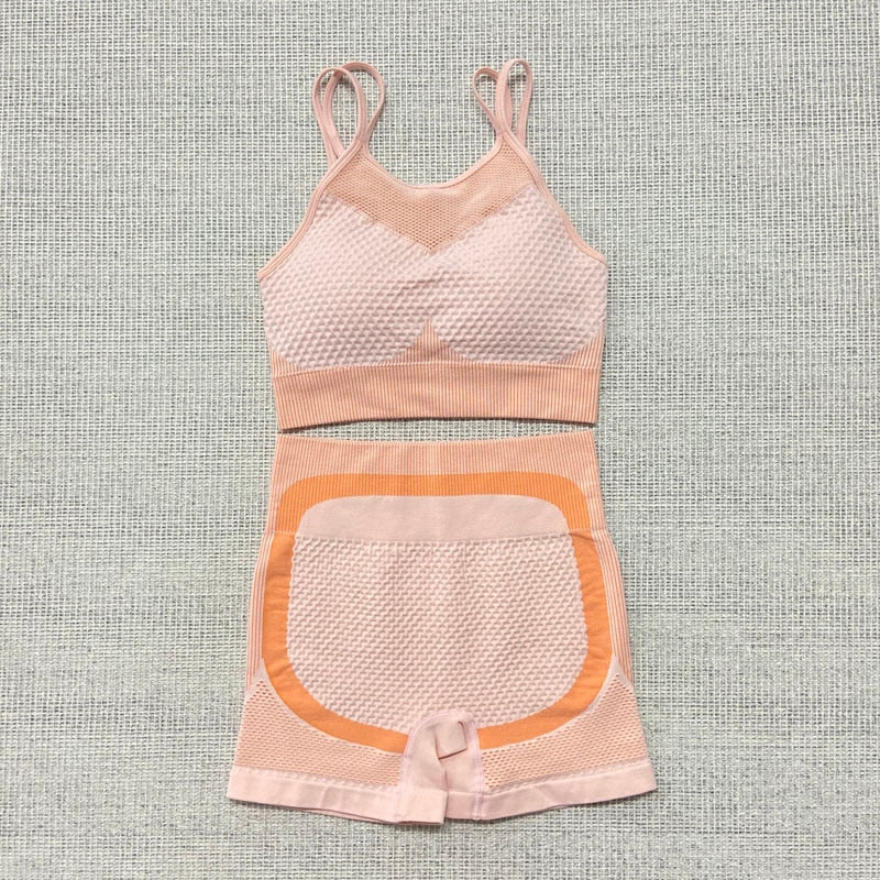 Women Yoga Set Running Seamless Gym Clothing Fitness Leggings + Crop Top Sportswear High Waist Fitness Legging Workout Yoga Suit