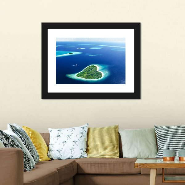 Heart Shaped Island Canvas Wall Art-3 Horizontal-Gallery Wrap-25" x 16"-Tiaracle