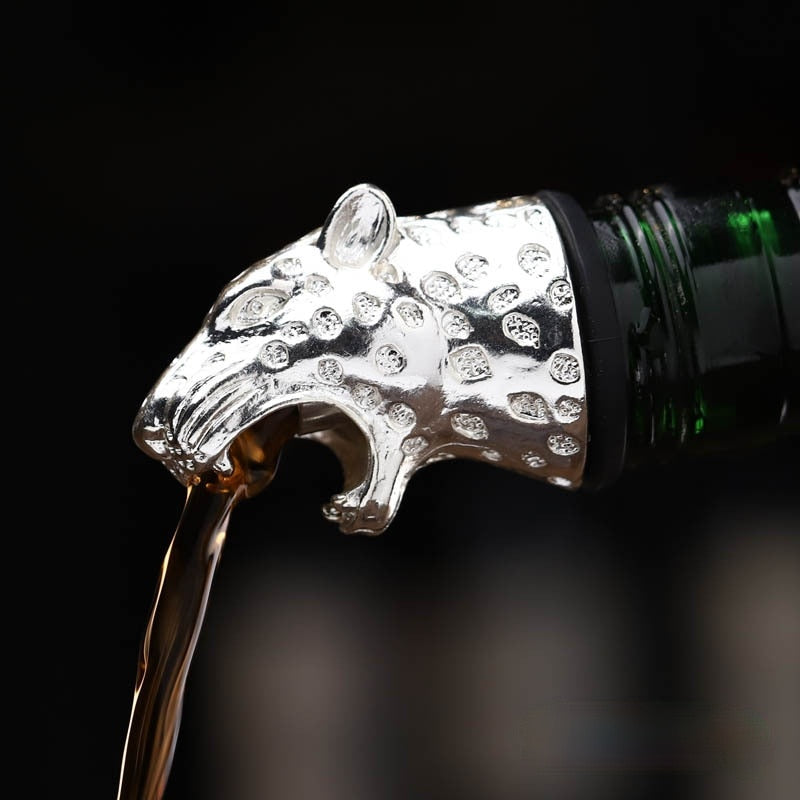 1 piece red wine pourer zinc alloy rhinoceros lion leopard antelope head wine stopper drink bar tool nightclub bar accessories