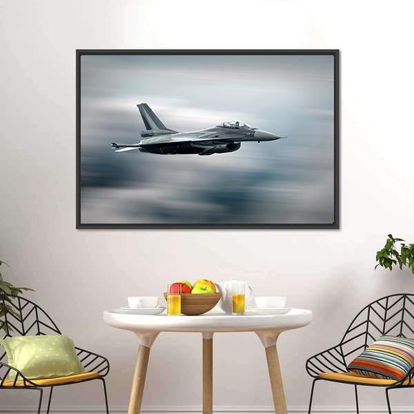 High Speed Military Airplane Canvas Wall Art-3 Horizontal-Gallery Wrap-25" x 16"-Tiaracle