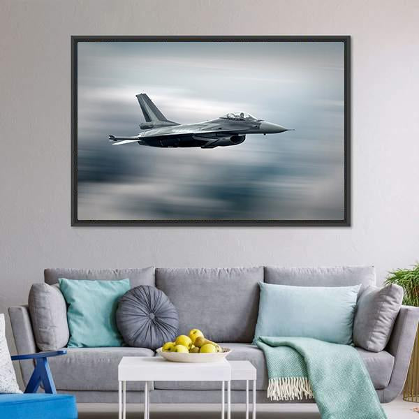 High Speed Military Airplane Canvas Wall Art-3 Horizontal-Gallery Wrap-25" x 16"-Tiaracle