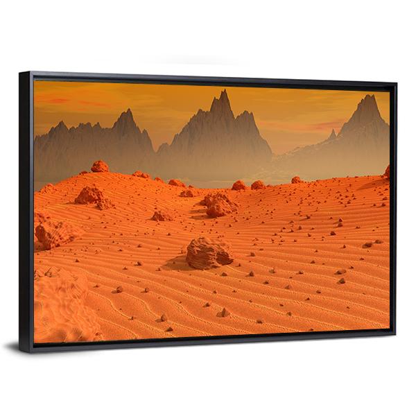 Landscape Of Mars Canvas Wall Art-1 Piece-Floating Frame-24" x 16"-Tiaracle