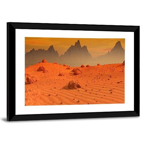 Landscape Of Mars Canvas Wall Art-1 Piece-Framed Print-20" x 16"-Tiaracle