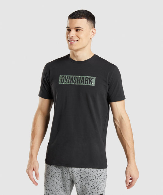 Gymshark Micro Print Block Infill T-Shirt - Black