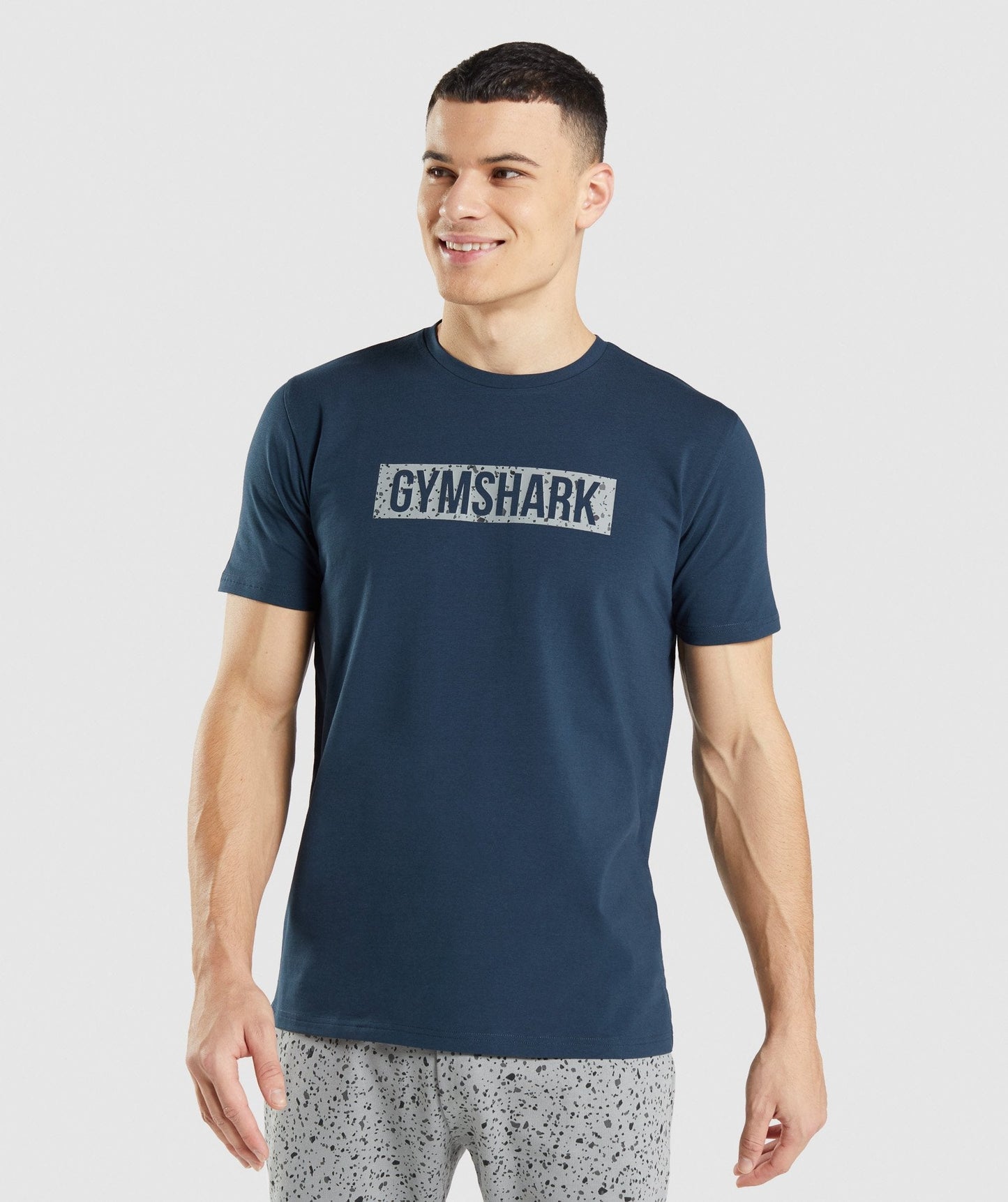 Gymshark Micro Print Block Infill T-Shirt - Navy