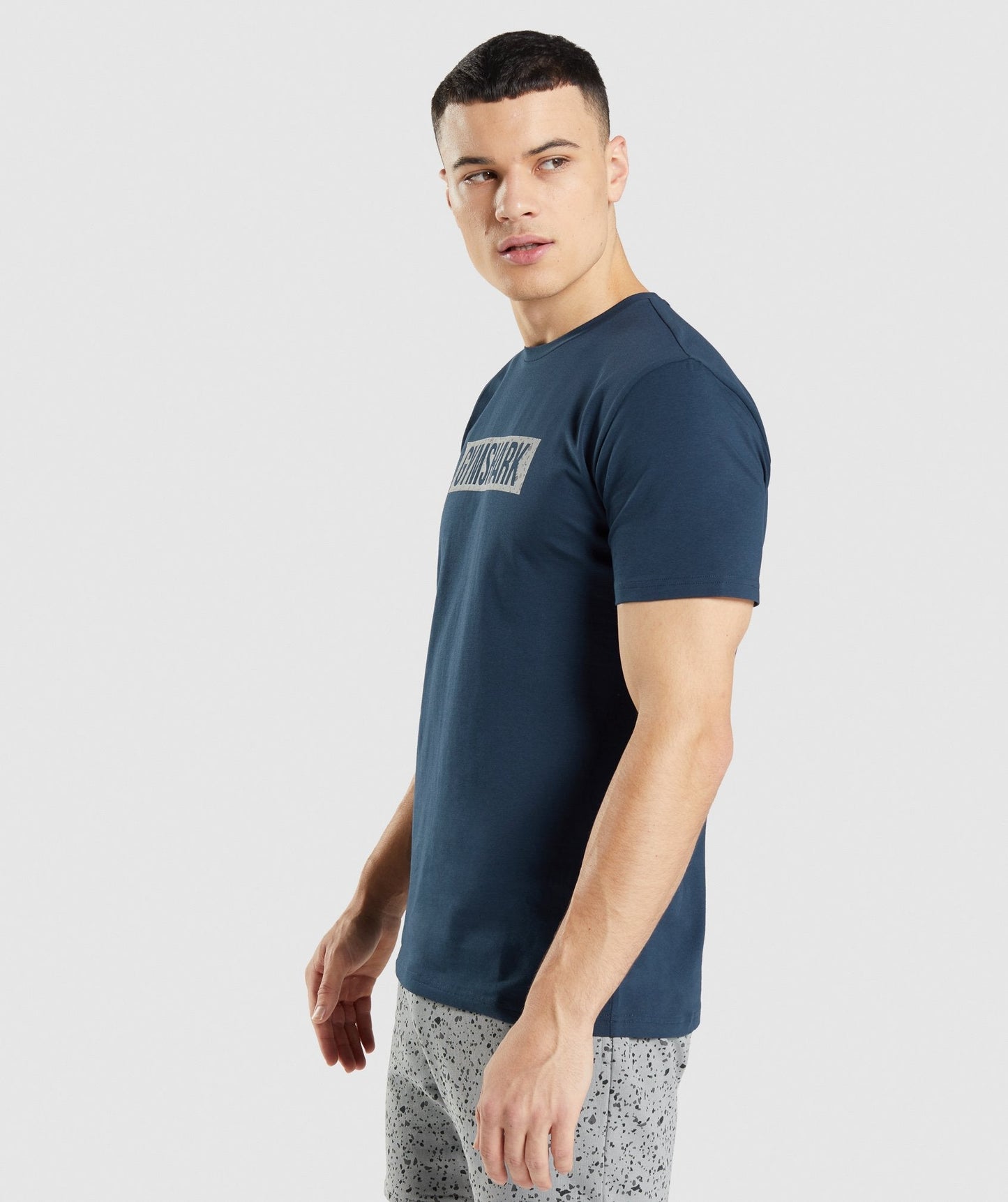 Gymshark Micro Print Block Infill T-Shirt - Navy