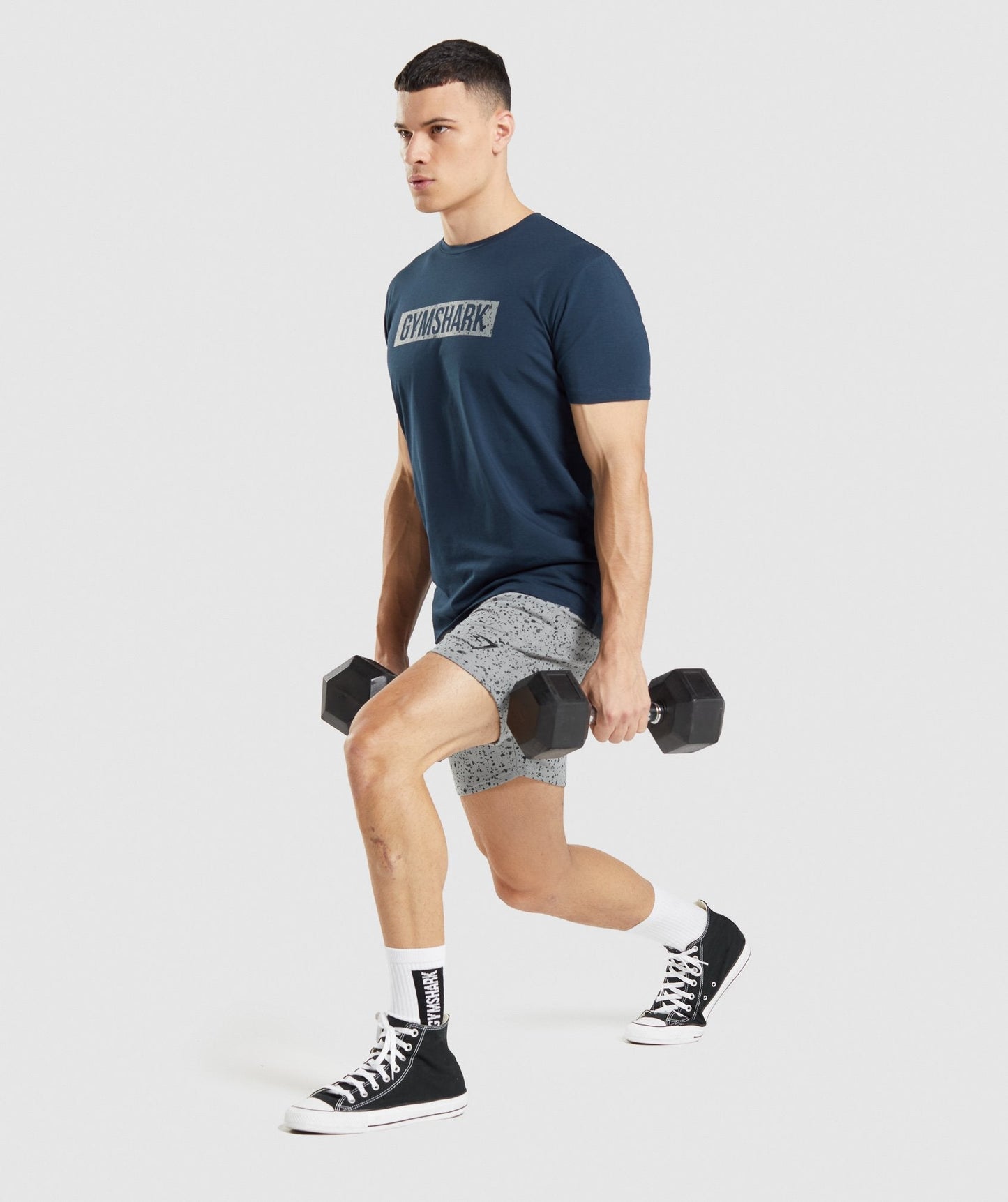 Gymshark Micro Print Block Infill T-Shirt - Navy