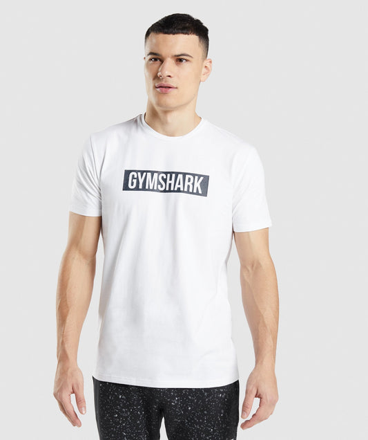 Gymshark Micro Print Block Infill T-Shirt - White