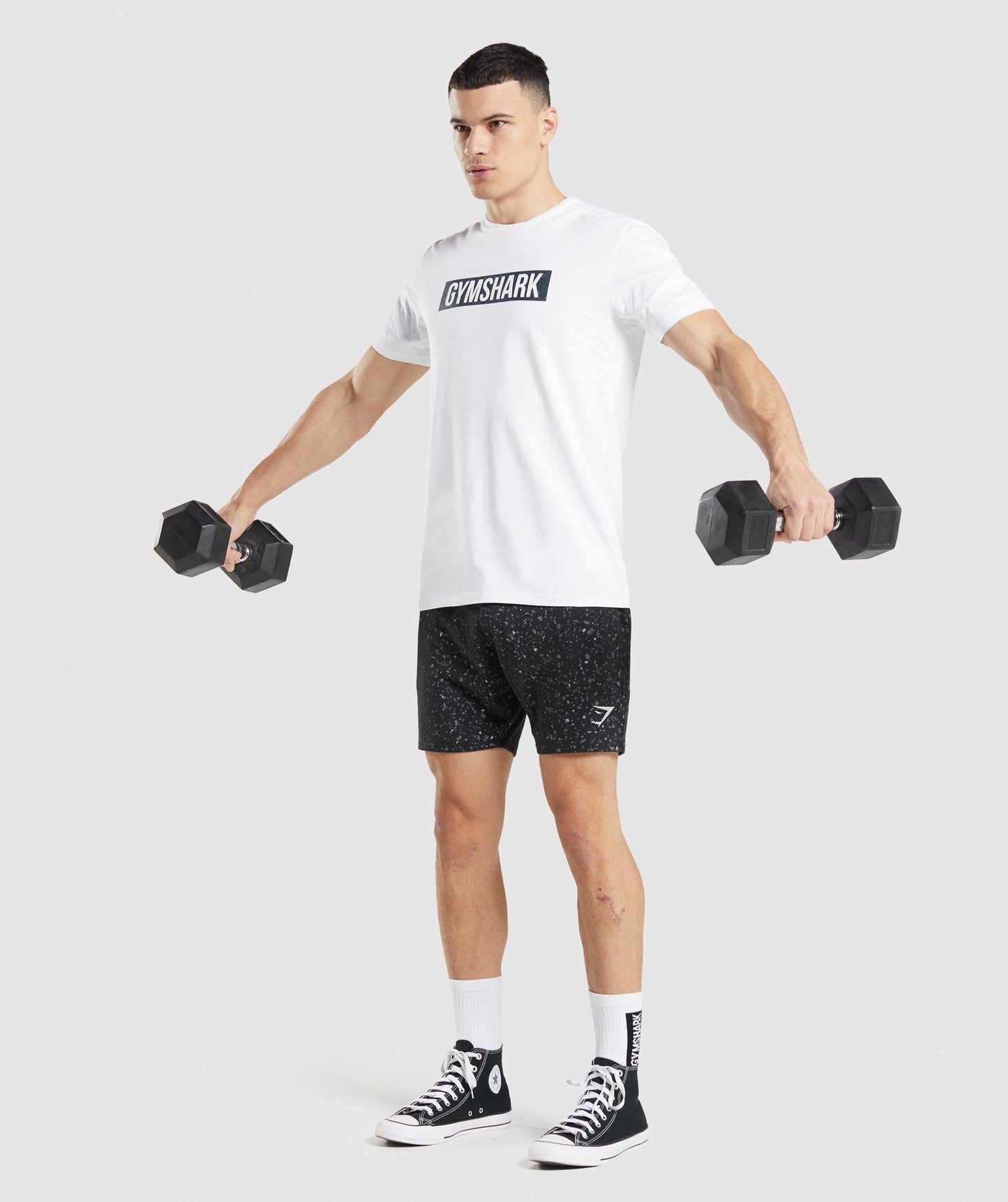 Gymshark Micro Print Block Infill T-Shirt - White