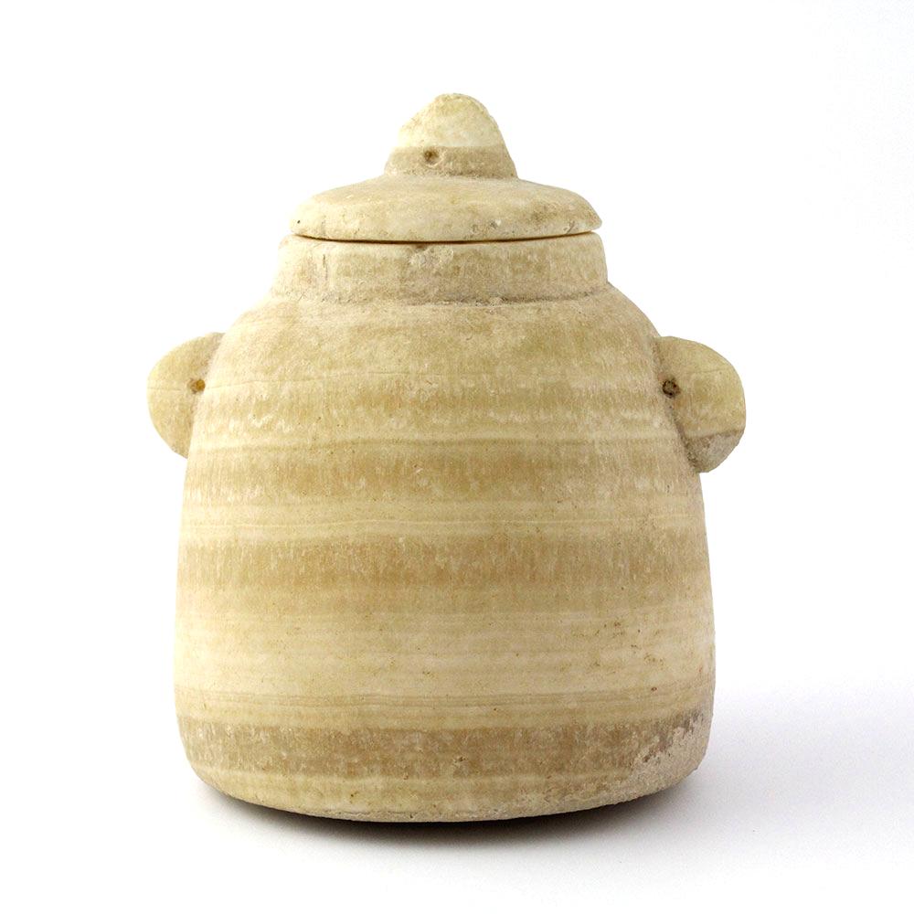 Ein biblisches „Bienenstock“-Salbengefäß mit Deckel, hellenistische Periode, ca. 3.-1. Jahrhundert v. Chr.