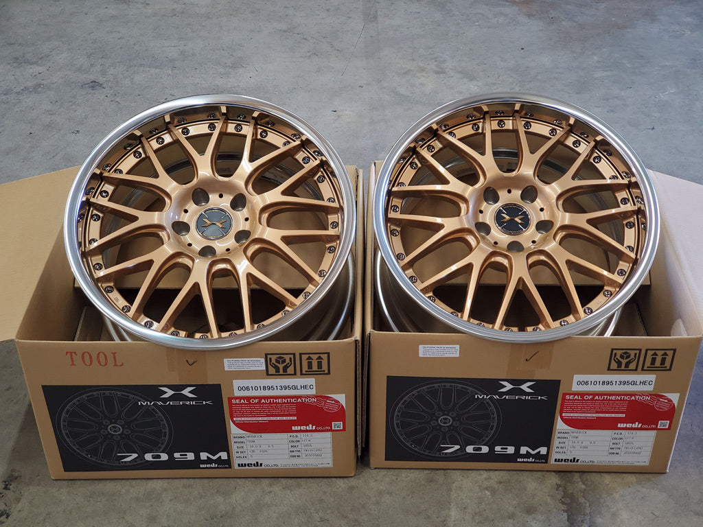 MAVERICK 709M 18x9.5" +39 H-DISK 5x114.3 REVERSE ROSE GOLD CLASSICAL ANODIZED POLISH Wheels (Set Of Four)
