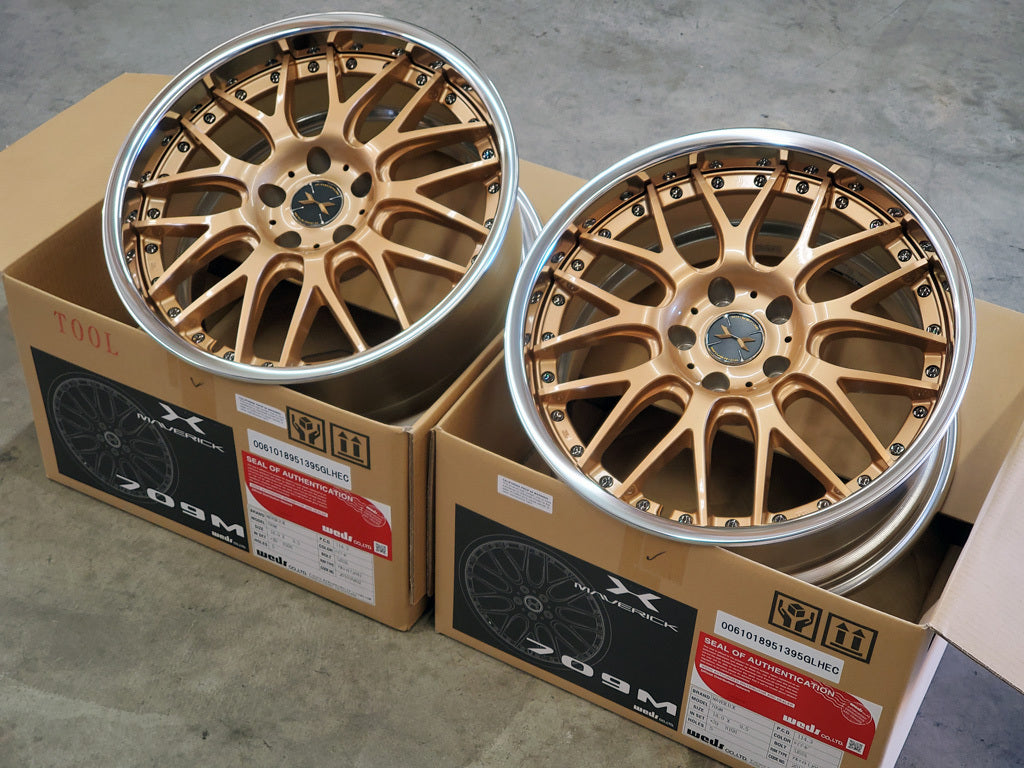 MAVERICK 709M 18x9.5" +39 H-DISK 5x114.3 REVERSE ROSE GOLD CLASSICAL ANODIZED POLISH Wheels (Set Of Four)