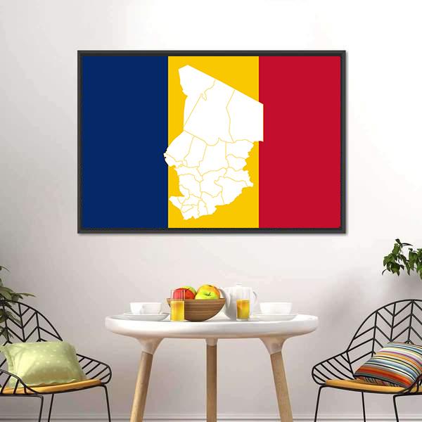 Map In Chad Flag Canvas Wall Art-3 Horizontal-Gallery Wrap-25" x 16"-Tiaracle