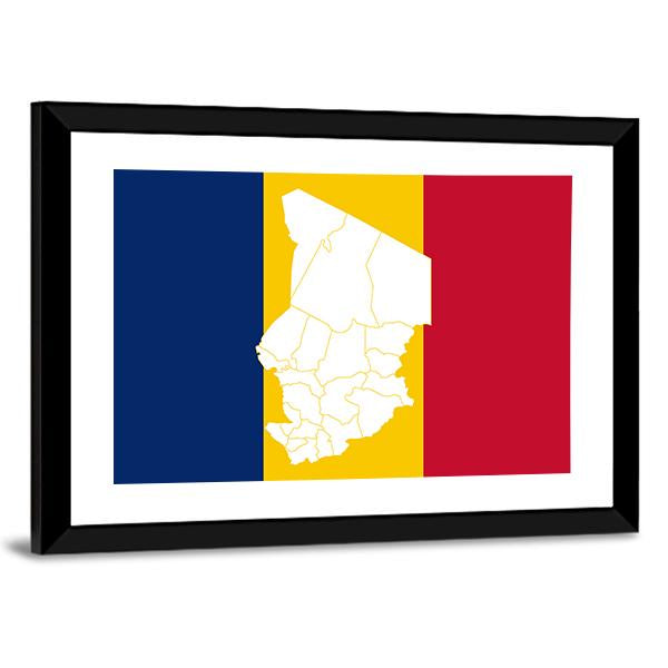 Map In Chad Flag Canvas Wall Art-3 Horizontal-Gallery Wrap-25" x 16"-Tiaracle