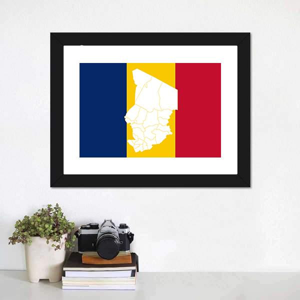 Map In Chad Flag Canvas Wall Art-3 Horizontal-Gallery Wrap-25" x 16"-Tiaracle