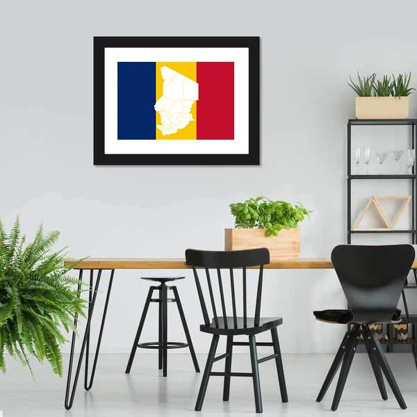 Map In Chad Flag Canvas Wall Art-3 Horizontal-Gallery Wrap-25" x 16"-Tiaracle