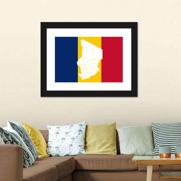 Map In Chad Flag Canvas Wall Art-3 Horizontal-Gallery Wrap-25" x 16"-Tiaracle