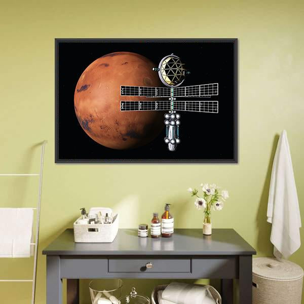 Mars With Space Probe Canvas Wall Art-3 Horizontal-Gallery Wrap-25" x 16"-Tiaracle