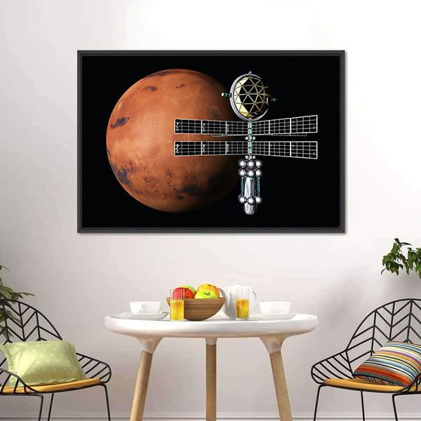 Mars With Space Probe Canvas Wall Art-3 Horizontal-Gallery Wrap-25" x 16"-Tiaracle