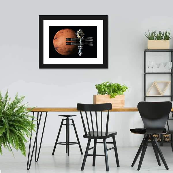 Mars With Space Probe Canvas Wall Art-3 Horizontal-Gallery Wrap-25" x 16"-Tiaracle