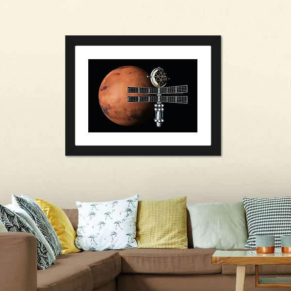 Mars With Space Probe Canvas Wall Art-3 Horizontal-Gallery Wrap-25" x 16"-Tiaracle