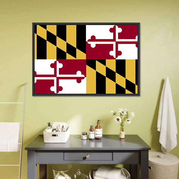 Maryland Flag Canvas Wall Art-1 Piece-Floating Frame-24" x 16"-Tiaracle