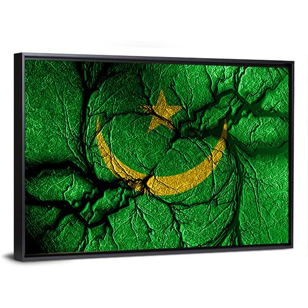 Mauritania Flag Canvas Wall Art-1 Piece-Floating Frame-24" x 16"-Tiaracle