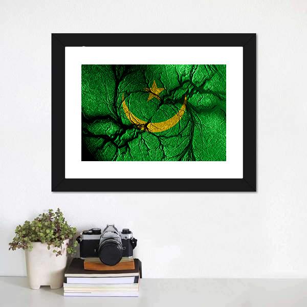 Mauritania Flag Canvas Wall Art-1 Piece-Framed Print-20" x 16"-Tiaracle
