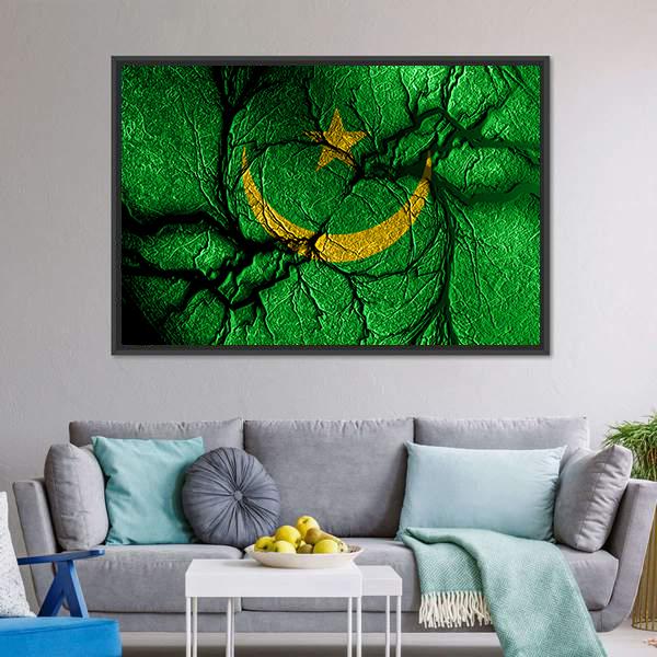 Mauritania Flag Canvas Wall Art-3 Horizontal-Gallery Wrap-25" x 16"-Tiaracle