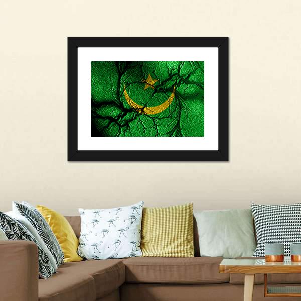 Mauritania Flag Canvas Wall Art-3 Horizontal-Gallery Wrap-25" x 16"-Tiaracle