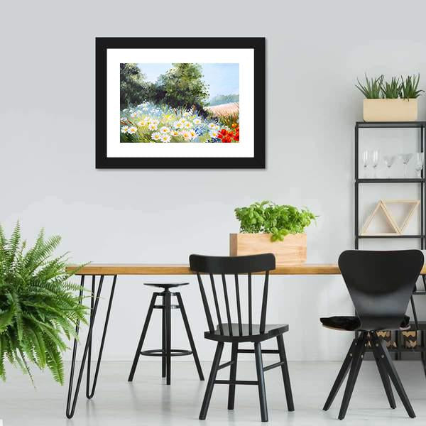 Meadow Of Daisies Canvas Wall Art-3 Horizontal-Gallery Wrap-25" x 16"-Tiaracle