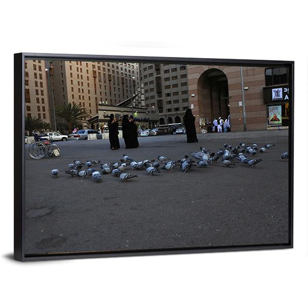 Medinah Street View Canvas Wall Art-1 Piece-Floating Frame-24" x 16"-Tiaracle