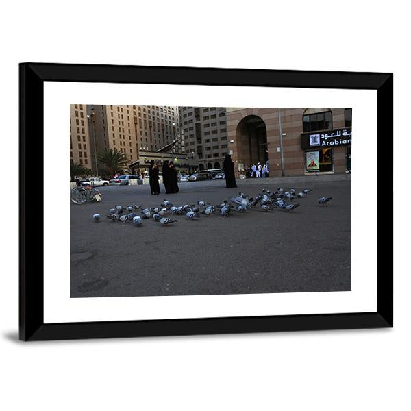 Medinah Street View Canvas Wall Art-1 Piece-Framed Print-20" x 16"-Tiaracle