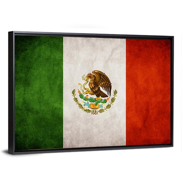 Mexican Flag Canvas Wall Art-1 Piece-Floating Frame-24" x 16"-Tiaracle